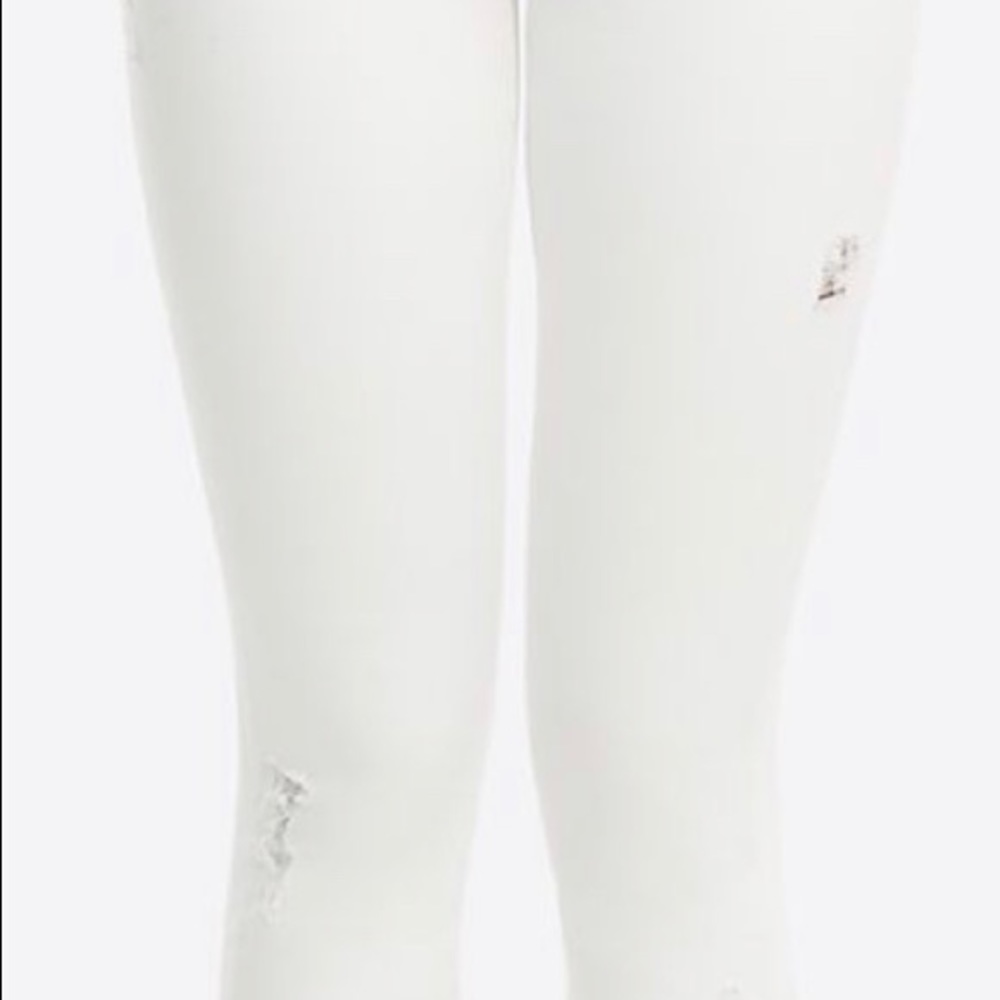 Spanx white distressed skinny jeans